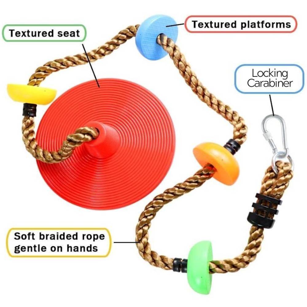 Single Disc Seat & Climbing Rope | Jungle Gym Tree Swing | Rope Swing: image 2