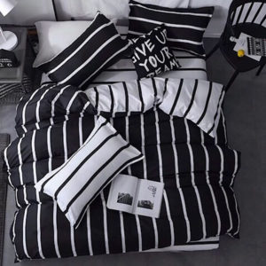 black white striped comforter set